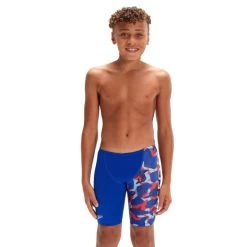 Speedo Boys Placement V-Cut Jammers - Blue/Red