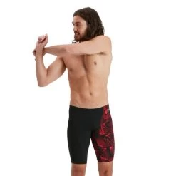 Speedo Men's Allover V-Cut Jammers - Black/Red