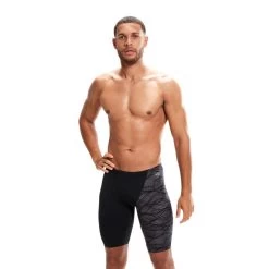 Speedo Allover V-Cut Panel Jammer - Black/Grey