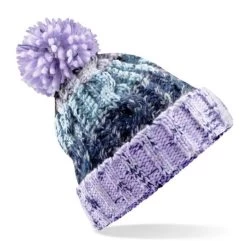 Beechfield Corkscrew Pom Pom Beanie Lavender Fizz