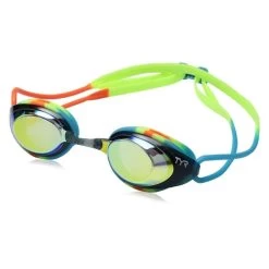 TYR Blackhawk Mirrored Junior Racing Goggles GOLD/BLUE/ORANGE