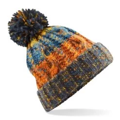 Beechfield Corkscrew Pom Pom Beanie Retro Blues