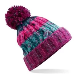 Beechfield Corkscrew Pom Pom Beanie Winter Berries